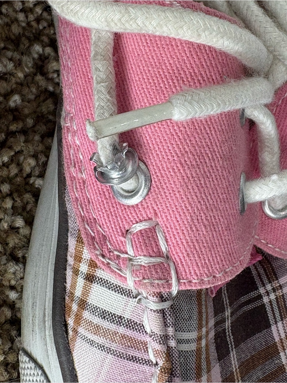 Polo by Ralph Lauren Pink Plaid Women's Sneakers - Picture 4 of 6